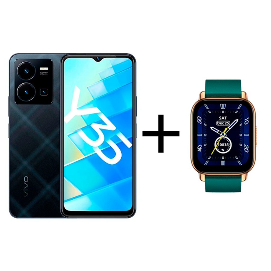 Смартфон Vivo Y35 4/128Gb Agate Black + Смарт часы vivo Zeblaze Btalk ...
