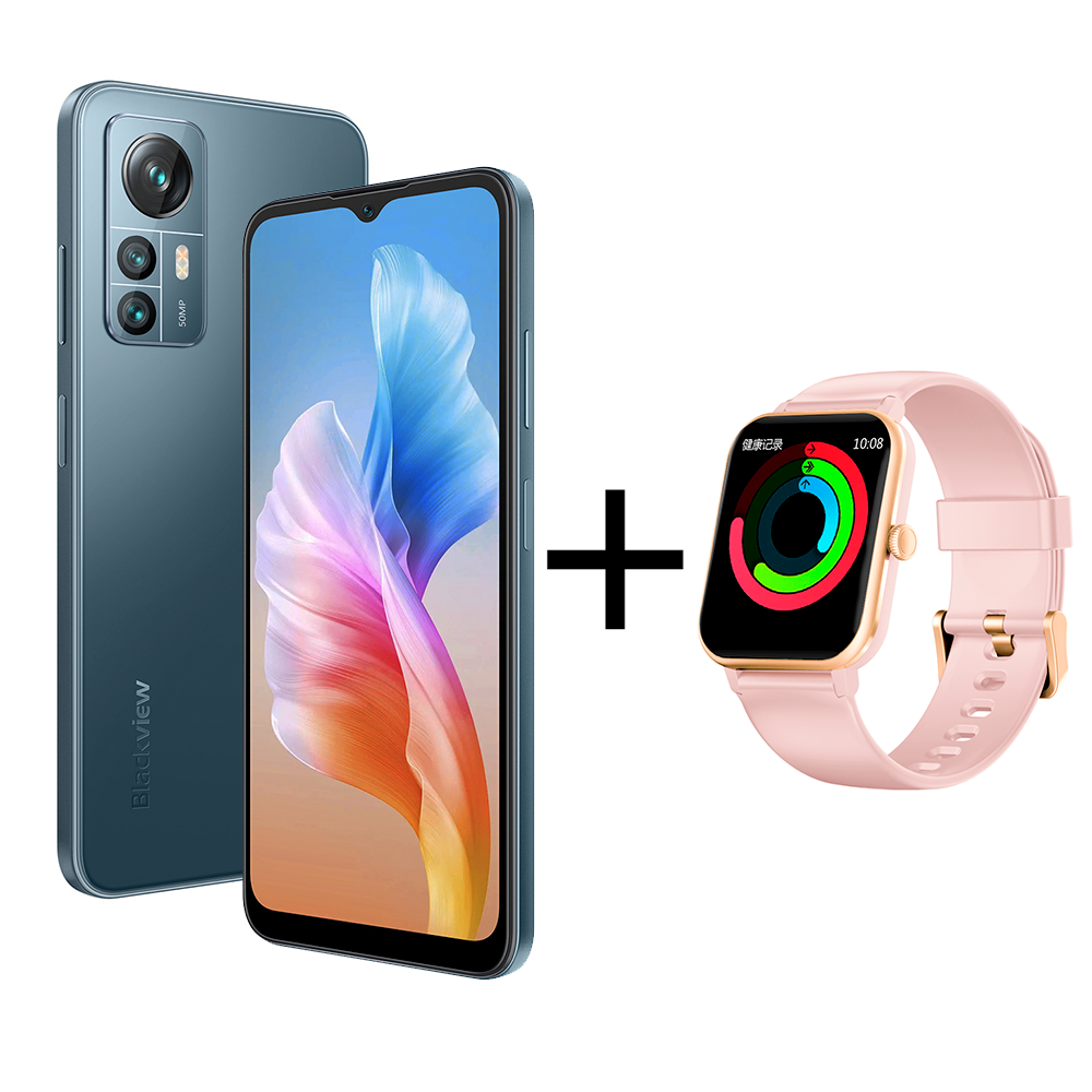 

Смартфон Blackview A85 NFC 8GB 128GB Blue + Смарт-часы Blackview R3 Max Pink