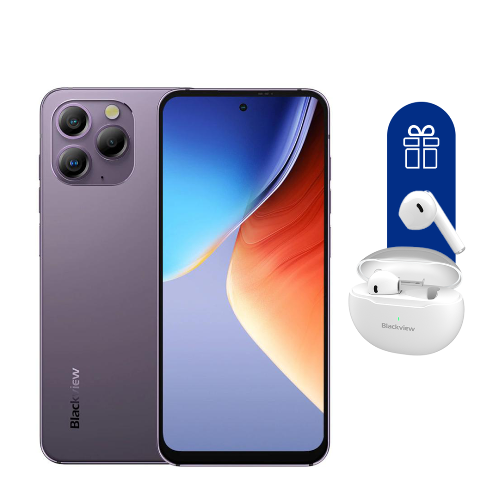 

Смартфон Blackview A96 12+256G Purple + Наушники Blackview TWS Earphone AirBuds6 White