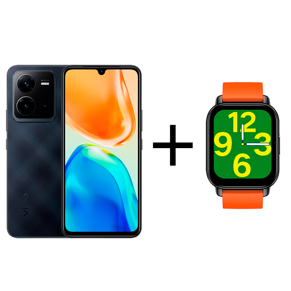 Смартфон vivo V25E 8/128Gb Diamond Black+Смарт часы vivo Zeblaze Btalk  Smart Watch Orange