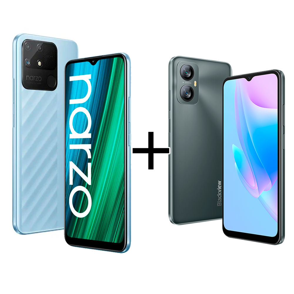 

Смартфон Realme Narzo 50A 4/128GB Синий + Смартфон Blackview A52 2/32GB Black