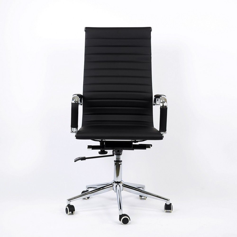 Кресло персонала K-110 черная кожа (H-966L-1,CH-994) - фото 3