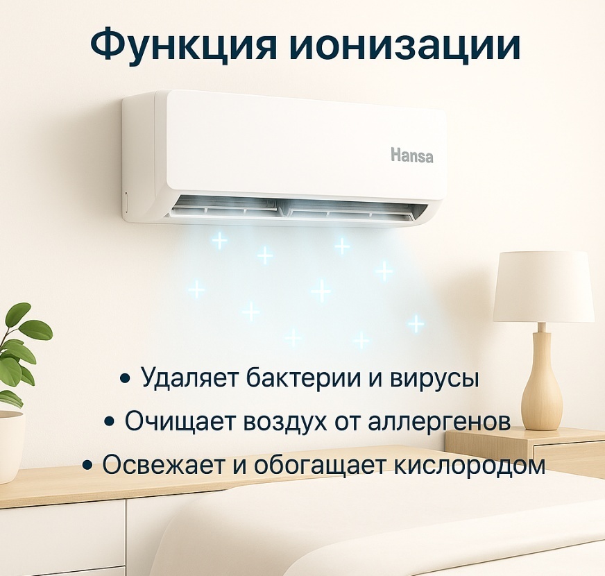 Кондиционер Inverter Hansa ACI-12W55, White, (25–35 м², 12 000 BTU, Ионизация) - фото 13 Кондиционер Inverter Hansa ACI-12W55, White, (25–35 м², 12 000 BTU, Ионизация) - фото 13
