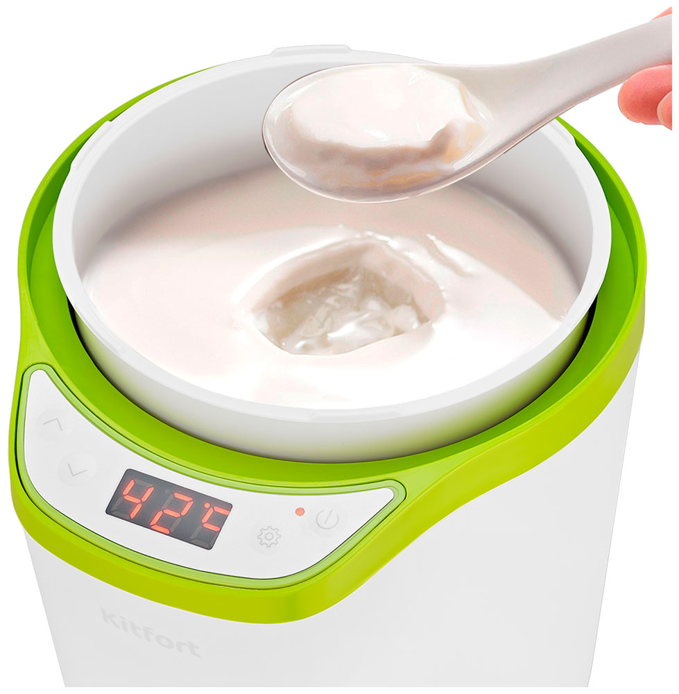 Йогуртница Kitfort КТ-2077-2 Бело-зеленая