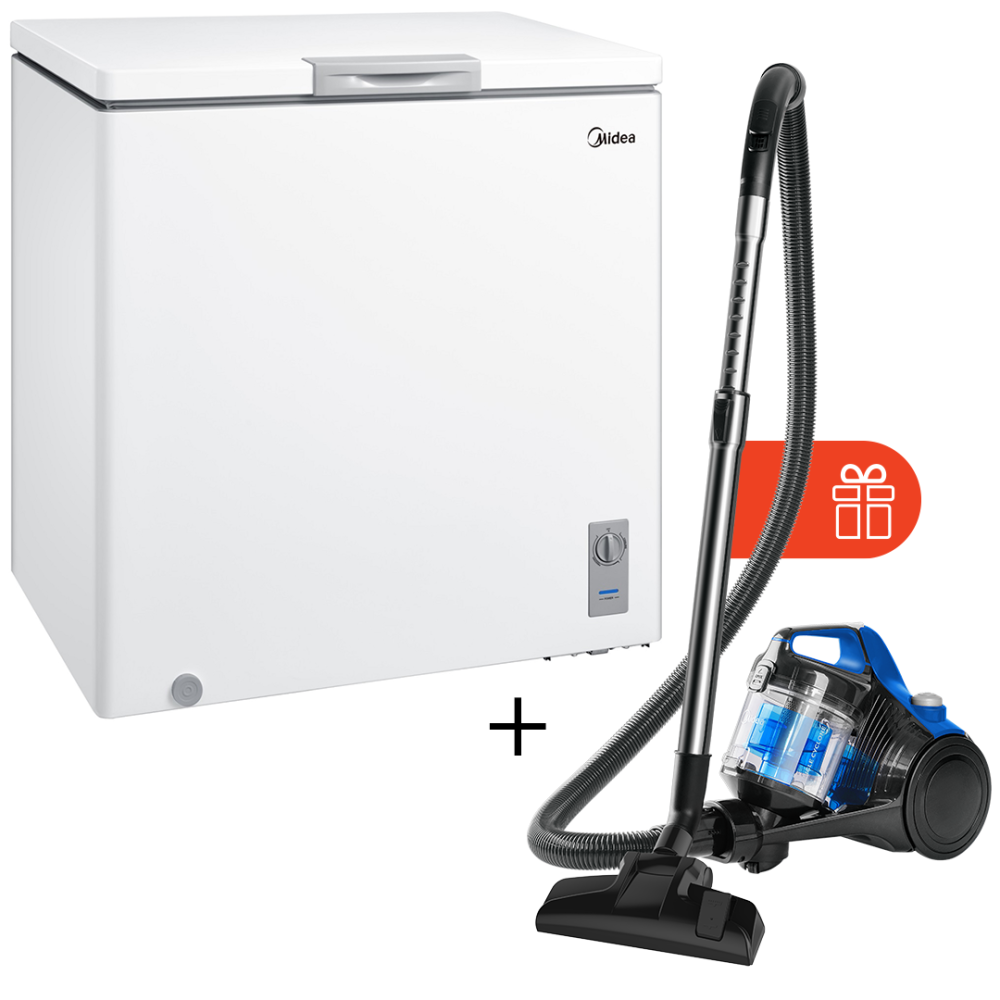 

Морозильный ларь Midea MDRC280SLF01G белый + Пылесос Midea 15K синий