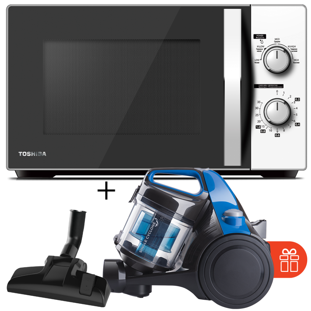 

Микроволновая печь Toshiba MW-MM20P(WH)-P + Пылесос Midea 15K
