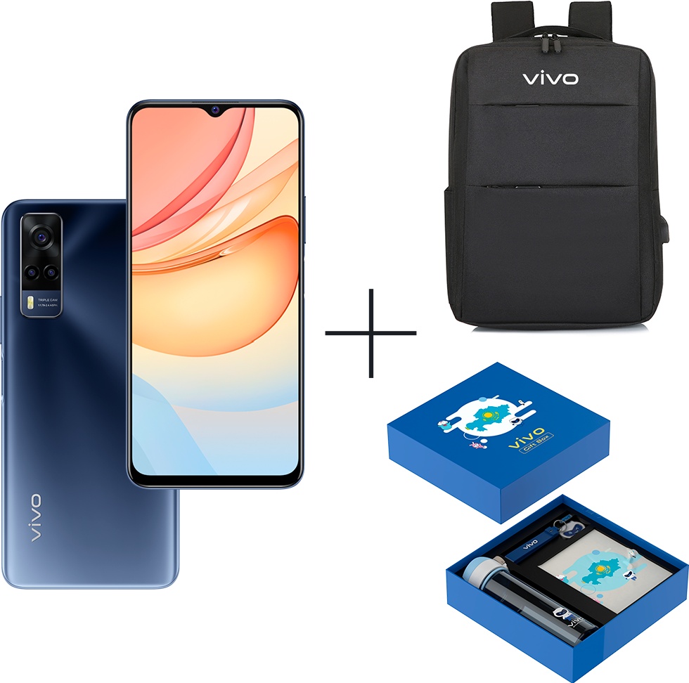 Смартфон Vivo Y53S 8Gb/128Gb Deep Sea Blue + Рюкзак Vivo YL16 + Gift box BTS 2022(Blue) - фото 1