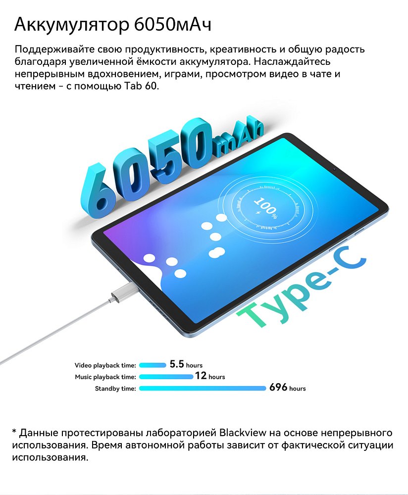 Планшет BlackView Tab 60 4G 8.68" 4/128GB Gray + Смарт-часы Blackview R30 Black - фото 26