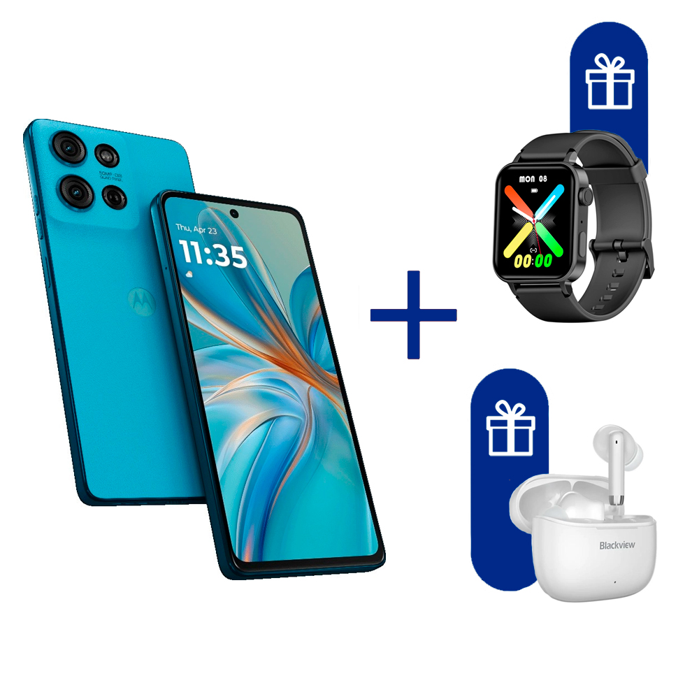 Смартфон Motorola G75 5G 8/256 Aqua Blue + Blackview W10 Black + Blackview TWS AirBuds 4 White