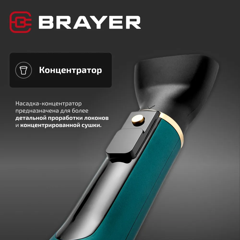 Фен-щетка BRAYER BR3136 зеленый - фото 20