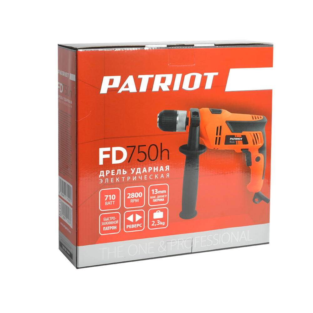 Дрель электрическая ударная PATRIOT FD 750h, с ударом, мощность 710Вт, 0-2800об/мин,44800 уд/мин, ма - фото 10