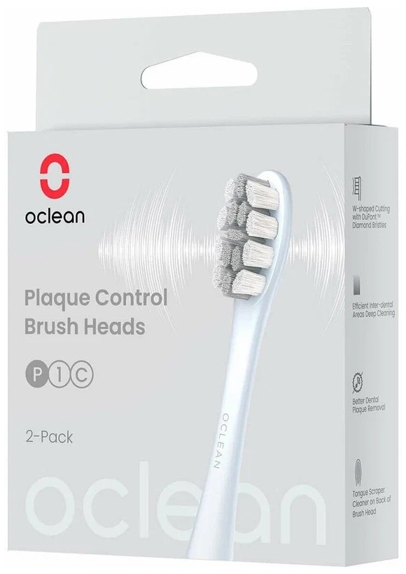 Сменные зубные щетки Oclean Plaque Control-Brush Head (2-pk) серебристый