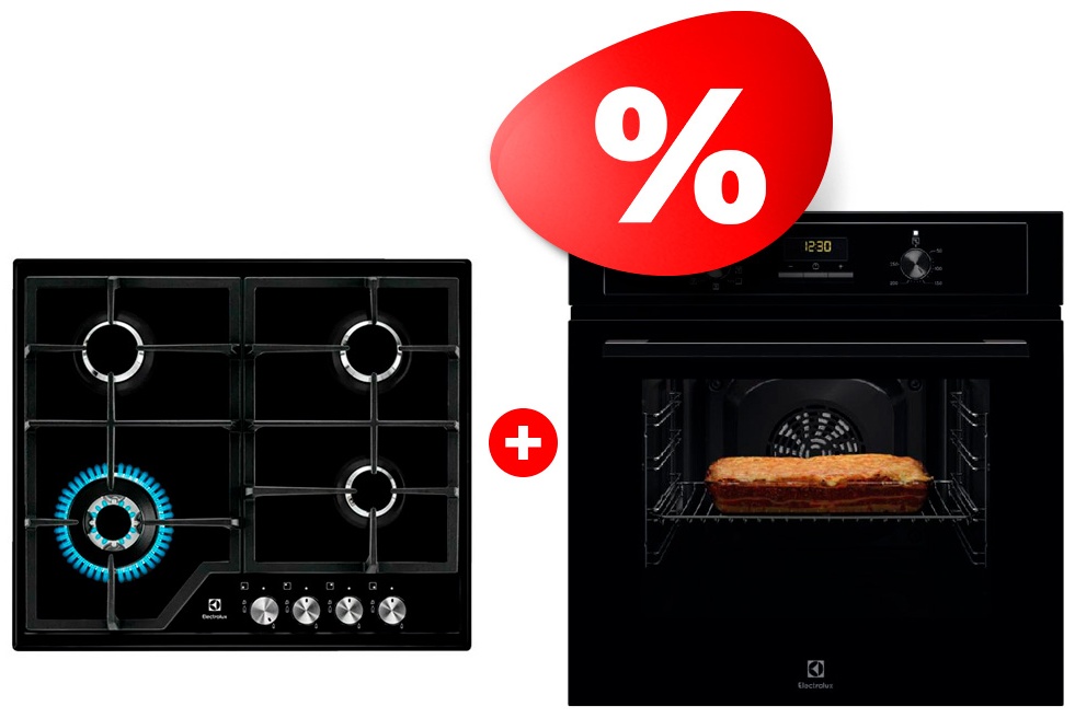 Комплект Духовой шкаф Electrolux EOF3H50BK + Газовая варочная панель Electrolux EGS6436K