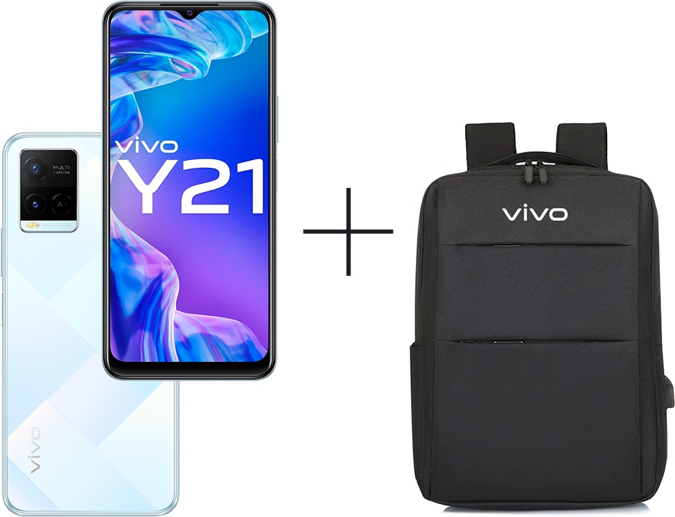 Смартфон Vivo Y21 4/64Gb Diamond Glow + Рюкзак Vivo YL16 Черный - фото 1
