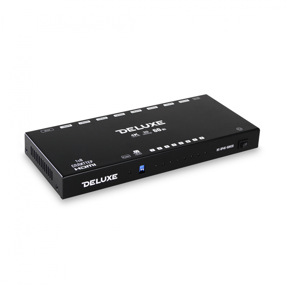 

Сплиттер HDMI, DELUXE, HS8P4K60H3D, Черный