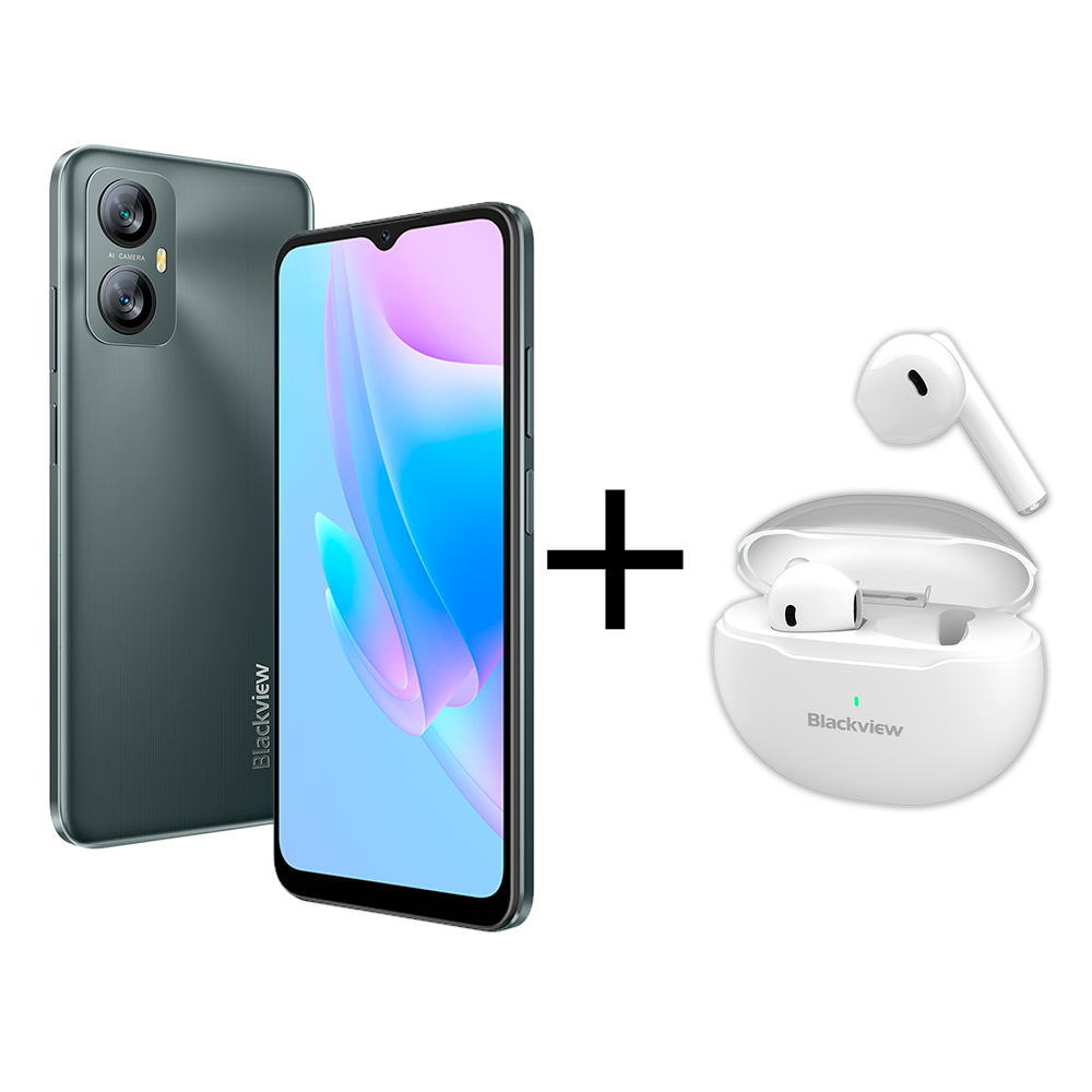 

Смартфон Blackview A52 2/32GB Black + Наушники Blackview TWS Earphone AirBuds6 White