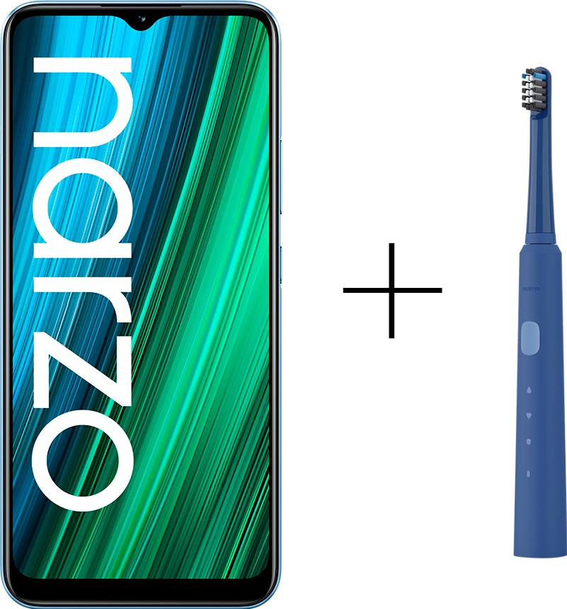 Смартфон Realme Narzo 50A 4/128Gb Oxygen Blue + Realme N1 Sonic Toothbrus синяя - фото 1