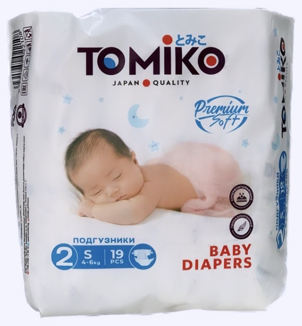 Подгузники детские (мини) TOMIKO S (4-6 КГ) 19 шт