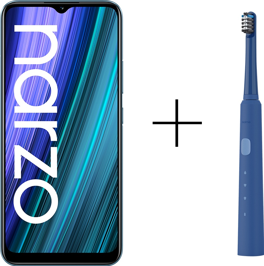 Смартфон Realme Narzo 50A 4/128Gb Oxygen Green + Realme N1 Sonic Toothbrus Синяя