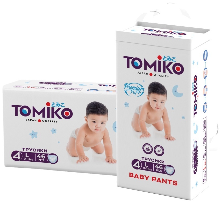 Трусики детские TOMIKO L (9-14 КГ) 46 шт - фото 3