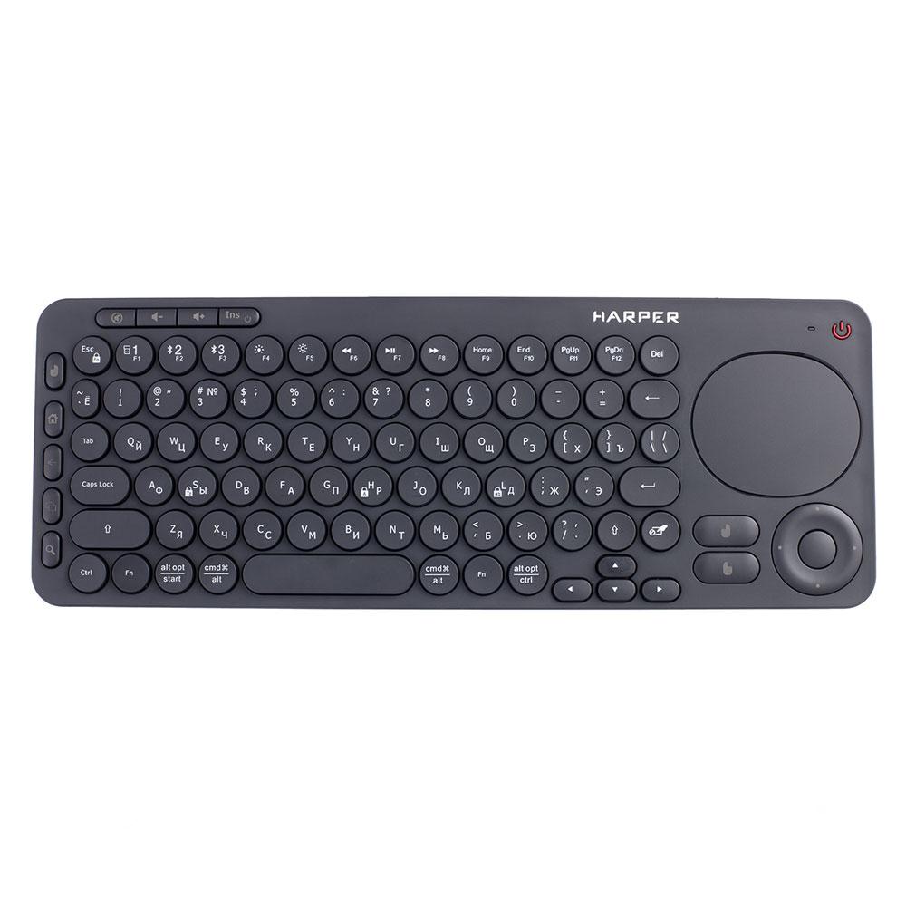 Беспроводная клавиатура с тачпадом HARPER KBT-330 для СМАРТ ТВ, черный - фото 1