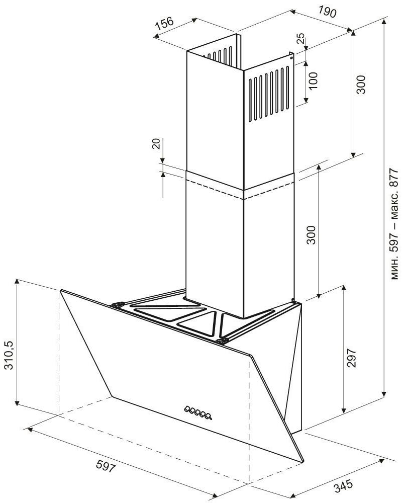 Вытяжка наклонная Krona HELGA 600 black PB - фото 7