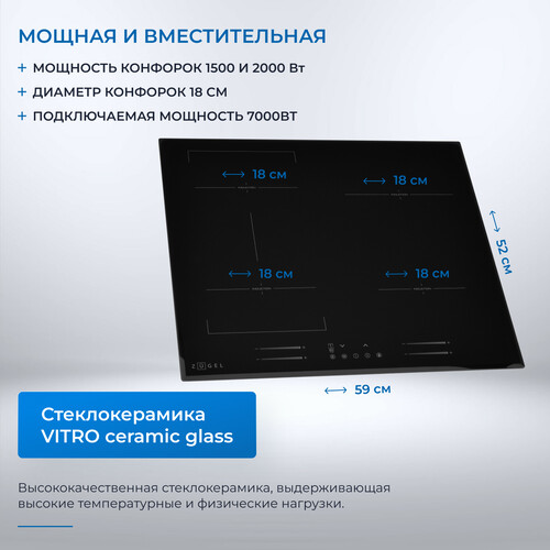 Встраиваемая индукционная поверхность ZUGEL ZIH618B - фото 5