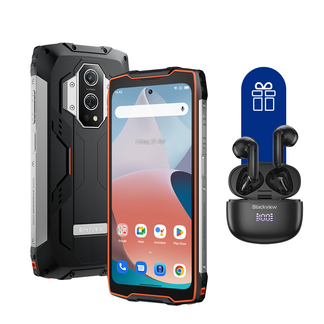 Смартфон Blackview BV9300 12/256Gb Orange + Наушники Blackview TWS Earphone AirBuds7 Black