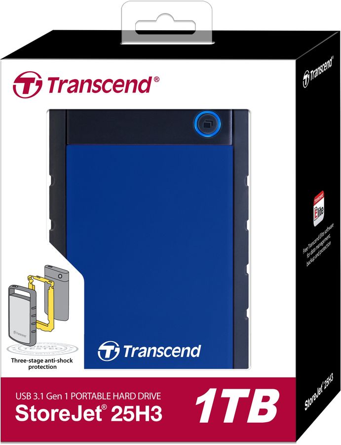 Внешний жесткий диск 2,5 1TB Transcend TS1TSJ25H3B синий - фото 5