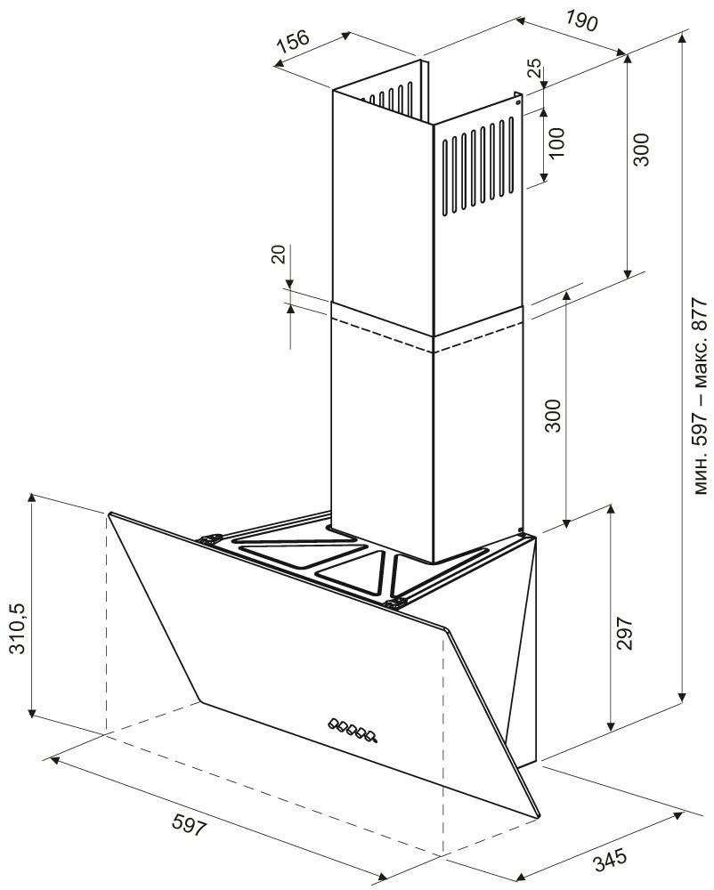 Вытяжка наклонная Krona HELGA 600 black S - фото 11