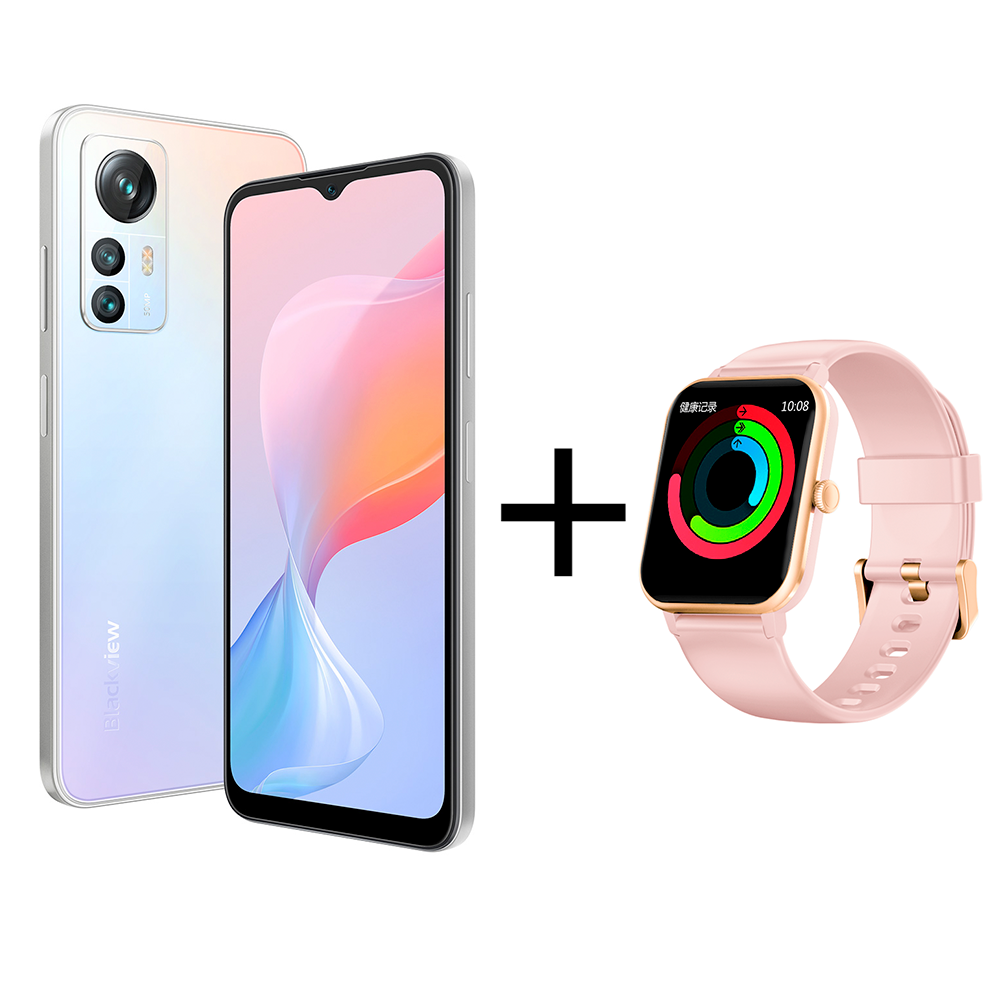 

Смартфон Blackview A85 NFC 8GB 128GB Sky Mirror + Смарт-часы Blackview R3 Max Pink