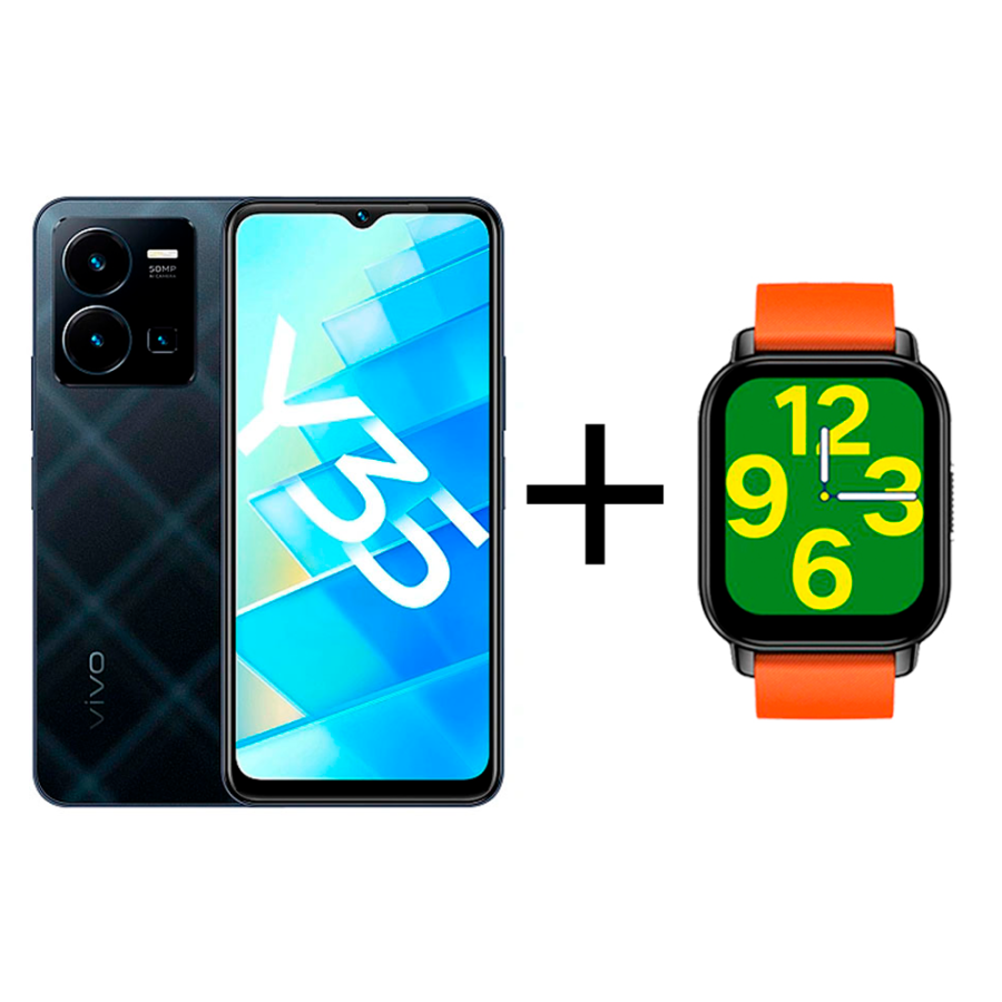 Смартфон Vivo Y35 4/64Gb Agate Black + Смарт часы vivo Zeblaze Btalk Smart  Watch Orange: купить в интернет магазине | Tgrad.kz