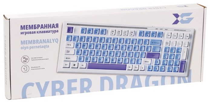 Клавиатура, XG, Cyber Dragon, Ультратонкая, Беспроводная 2.4ГГц, 104 клавиши, Анг/Рус, Защита от пролива воды/кофе, Бело-лиловый - фото 5