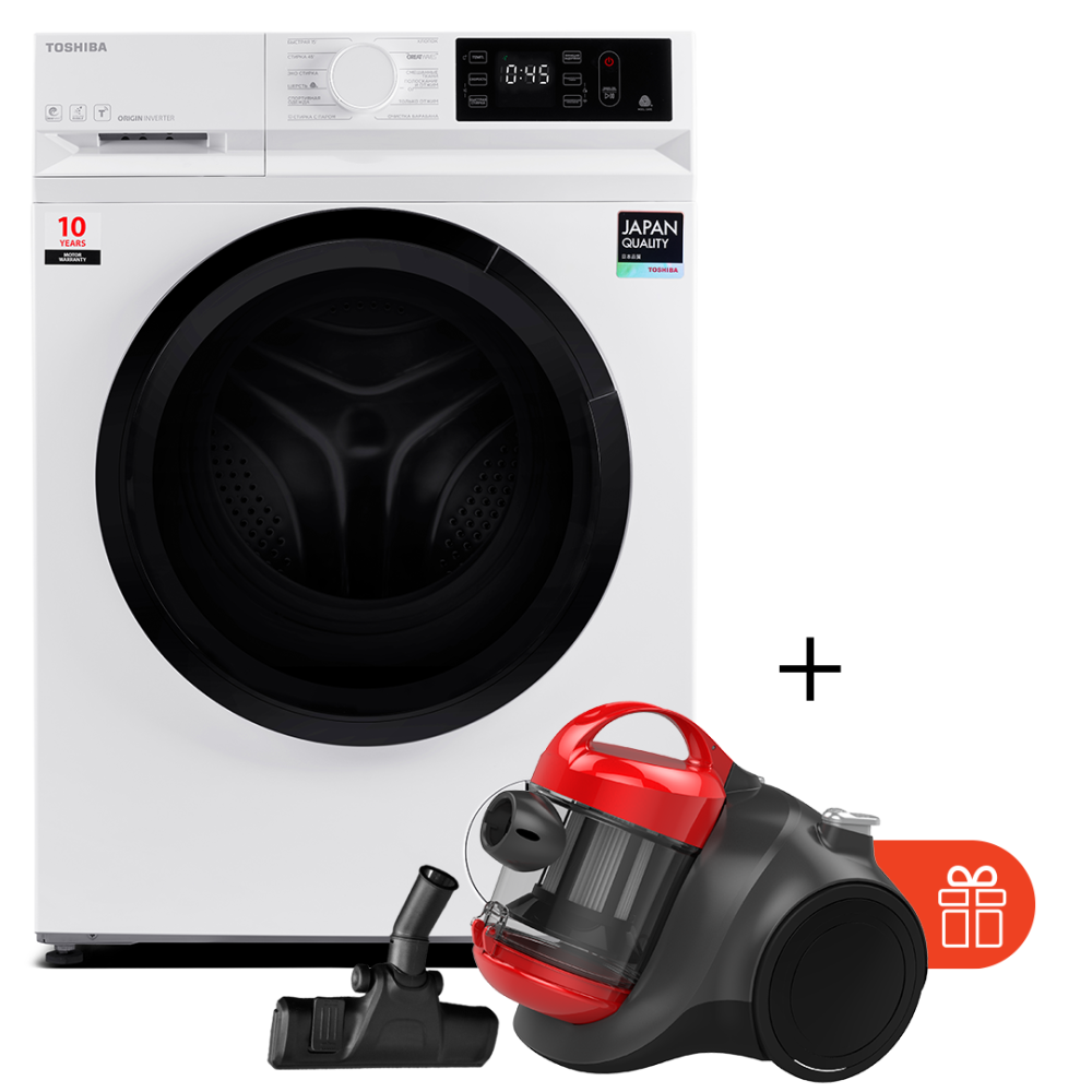 

Стиральная машина Toshiba TW-BL70A2UZ(WK) + Пылесос Midea 12K (красный) в подарок