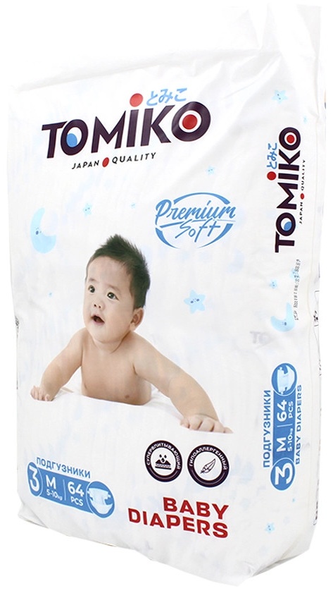 Подгузники детские TOMIKO M (5-10 КГ) 64 шт