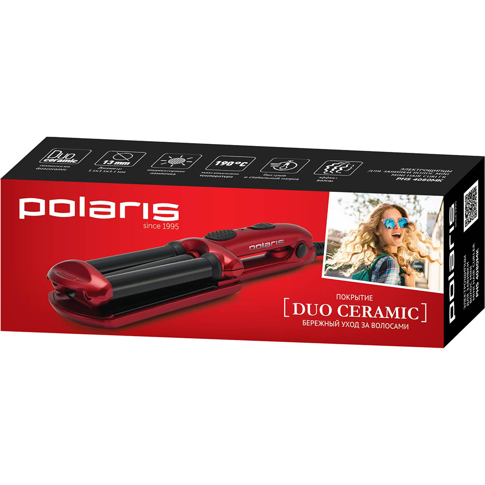 Щипцы для завивки волос Polaris PHS 4080MK красные - фото 7