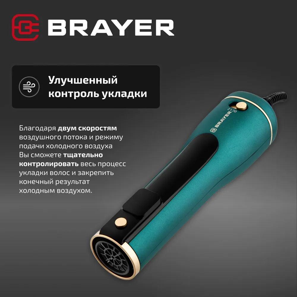 Фен-щетка BRAYER BR3136 зеленый - фото 19