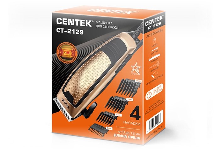 Машинка для стрижки Centek CT-2129 черная/золото - фото 4