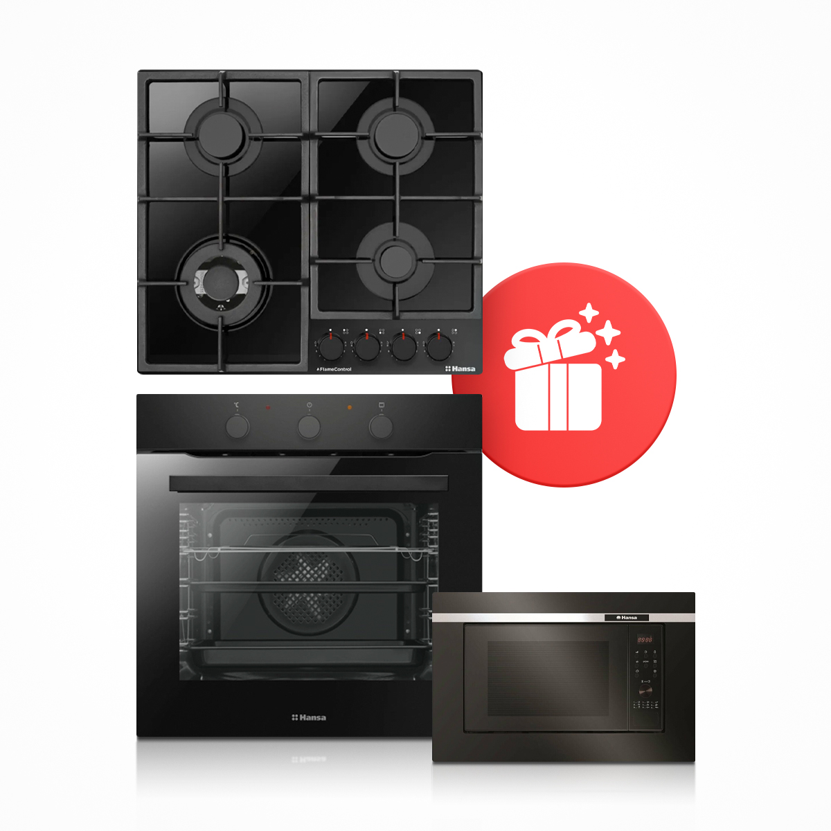 Встраиваемая СВЧ-печь HANSA AMG20BFH + поверхность Hansa BHKS6718511 + духовка Hansa BOES681611