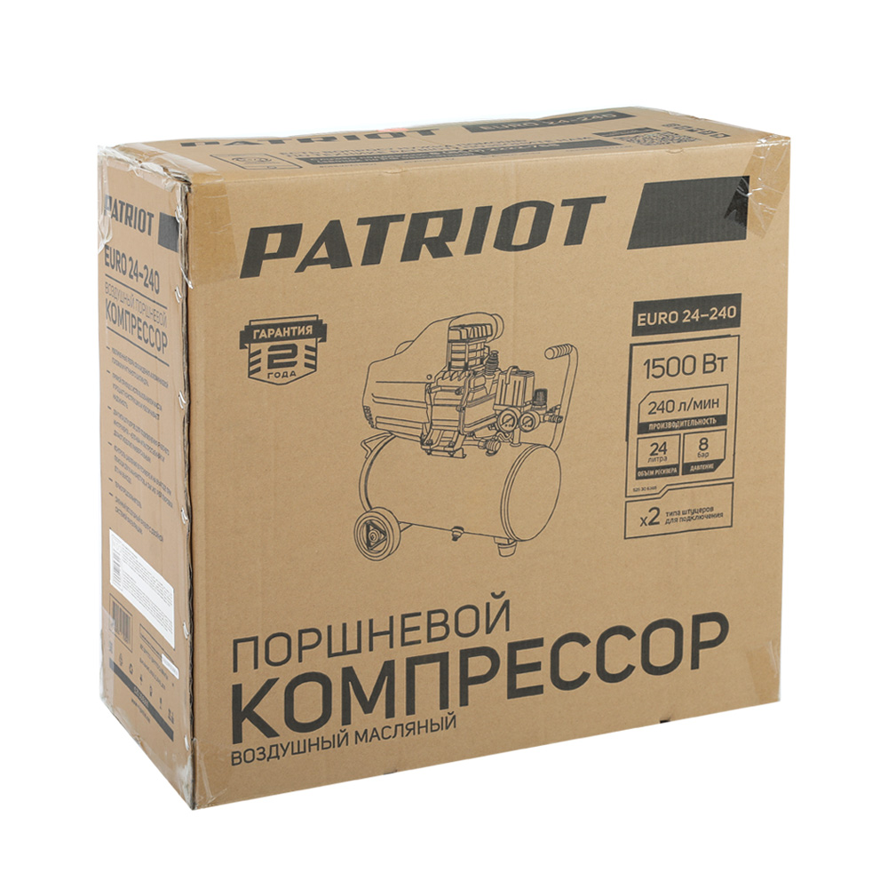 Компрессор Patriot поршневой масляный EURO 24-240, 240 л/мин, 8 бар, 1500 Вт, 24 л, быстросъемный 1/ - фото 9