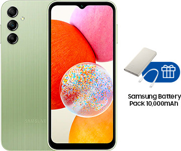 Смартфон Samsung Galaxy A14 4/64GB зеленый + Powerbank (EB-P3400XURGRU) - фото 1