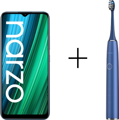 Смартфон Realme Narzo 50A 4/128Gb Oxygen Blue + Realme M1 Sonic Electric Toothbrush синяя