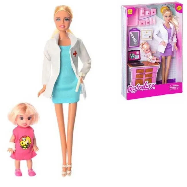8348 Defa Lucy Кукла Люси 29см серия Доктор, в наборе кукла-малыш, множество тематических аксесcуаров