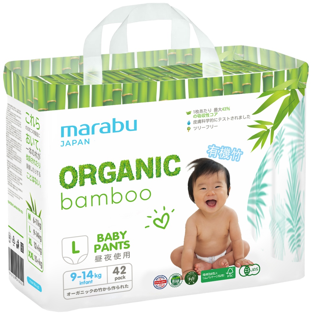 Подгузники-трусики Marabu Organic bamboo, размер L (9-14 кг), 42 шт.