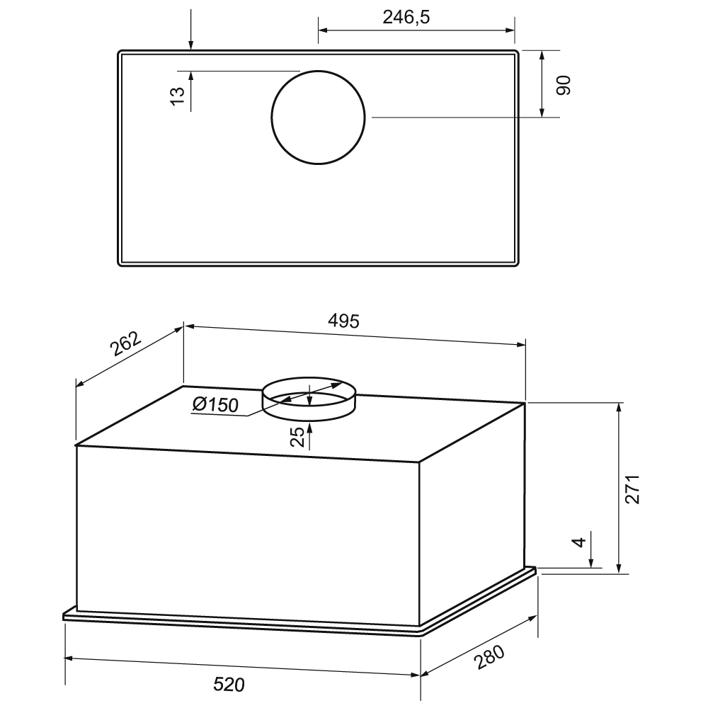 Вытяжка полновстраиваемая Krona ZANDER 600 DN BLACK S - фото 7
