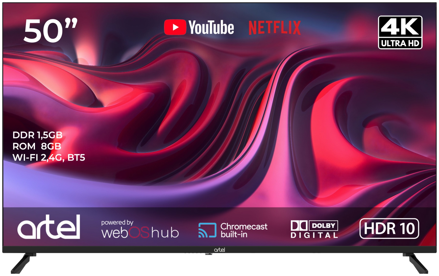 Телевизор Artel TV ART A50MQA800 Чёрный-KZ