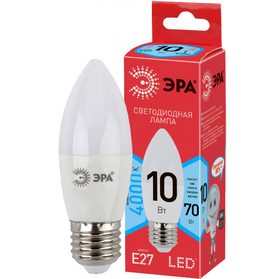 

Лампа светодиодная ЭРА Red Line led B35-10W-840-E27 R 4000K