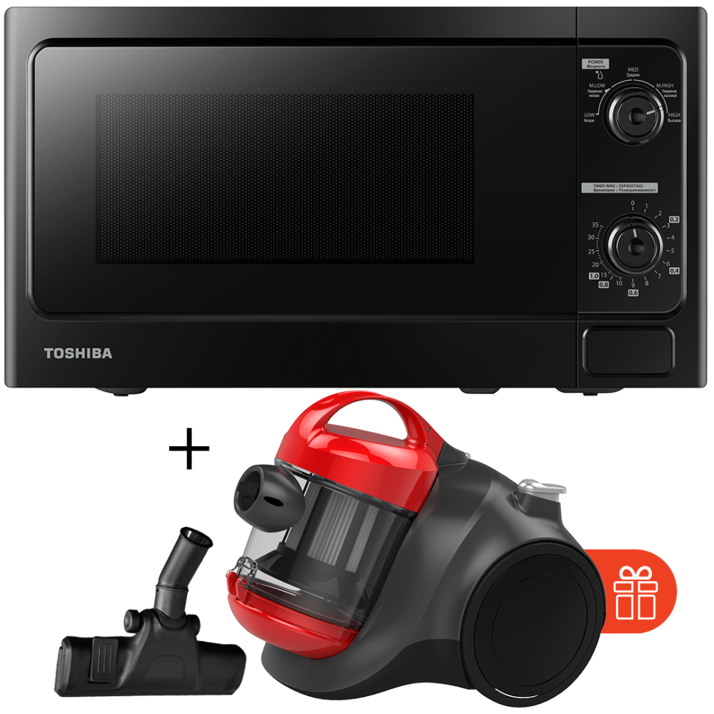 

Микроволновая печь Toshiba MM-MM20P(BK)-CV + Пылесос Midea 12K Red