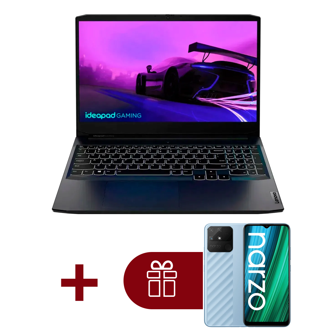 Ноутбук Lenovo IdeaPad Gaming 3 Gen 6 (82K100Y6RU) + Смартфон Realme Narzo 50A 4GB 128GB Синий