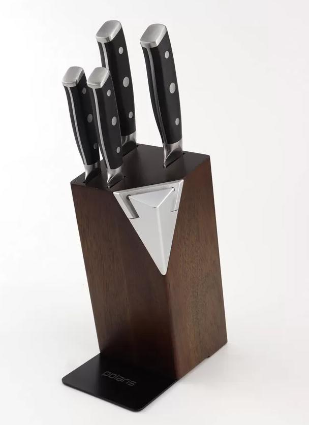 Набор кухонных ножей с подставкой и точилкой Polaris Сook Master 5SS - фото 1